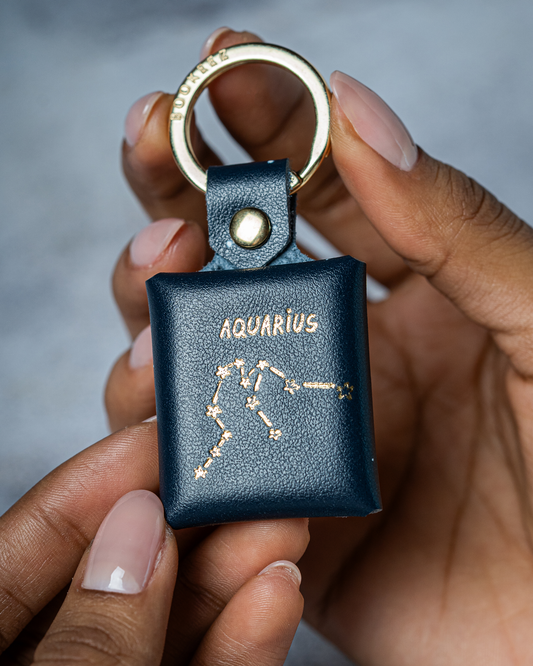 Aquarius Zodiac Keychain - Personalized Mini Photo Album
